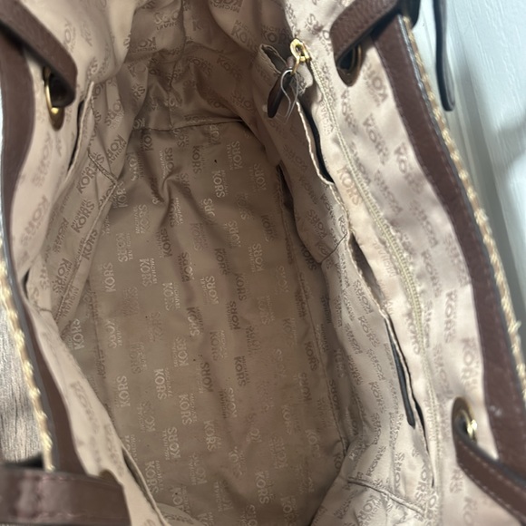 MICHAEL KORS TOT BAG BROWN TAN LOGO SHOULDER BAG - Picture 7 of 12